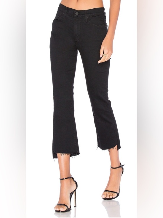 MOTHER Denim - MOTHER Black Wide-Leg Raw Hem Jeans